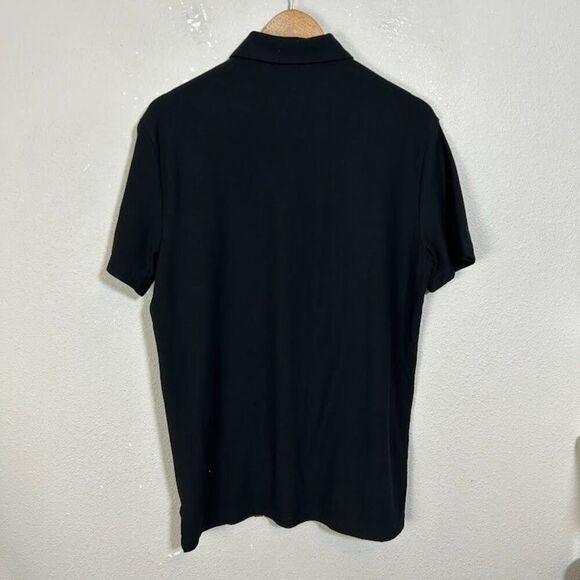 Express Striped Luxe Polo Button Up Shirt Mens M Black Short Sleeve Pique - Picture 3 of 7